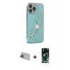 MARSİLYAN™- iPhone 13 Pro Max Kılıf Nova Işık Prime - Şeffaf 360 Full Body Arka Koruyucu + Mor Rainbow Kamera Lens Koruma Cam