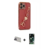 MARSİLYAN™- iPhone 13 Pro Max Kılıf Nova Işık Prime - Şeffaf 360 Full Body Arka Koruyucu + Mor Rainbow Kamera Lens Koruma Cam