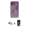 MARSİLYAN™- iPhone 13 Pro Max Kılıf Nova Işık Prime - Şeffaf 360 Full Body Arka Koruyucu + Mor Rainbow Kamera Lens Koruma Cam