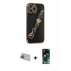 MARSİLYAN™- iPhone 13 Pro Max Kılıf Nova Işık Prime - Şeffaf 360 Full Body Arka Koruyucu + Mor Rainbow Kamera Lens Koruma Cam