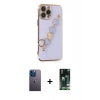MARSİLYAN™- iPhone 13 Pro Max Kılıf Nova Işık Prime - Şeffaf 360 Full Body Arka Koruyucu + Neon Fosforlu Kamera Lens - MI