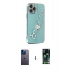 MARSİLYAN™- iPhone 13 Pro Max Kılıf Nova Işık Prime - Şeffaf 360 Full Body Arka Koruyucu + Neon Fosforlu Kamera Lens - MI