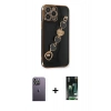 MARSİLYAN™- iPhone 13 Pro Max Kılıf Nova Işık Prime - Şeffaf 360 Full Body Arka Koruyucu + Neon Fosforlu Kamera Lens - BZ