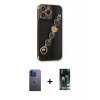 MARSİLYAN™- iPhone 13 Pro Max Kılıf Nova Işık Prime - Şeffaf 360 Full Body Arka Koruyucu + Neon Fosforlu Kamera Lens - MI