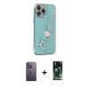 MARSİLYAN™- iPhone 13 Pro Max Kılıf Nova Işık Prime - Şeffaf 360 Full Body Arka Koruyucu + Neon Fosforlu Kamera Lens - BZ