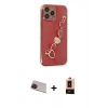 MARSİLYAN™- iPhone 13 Pro Max Kılıf Nova Işık Prime - Şeffaf Maxco Cam Ekran Koruyucu + Kırmızı Rainbow Kamera Lens Koruma Cam