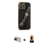 MARSİLYAN™- iPhone 13 Pro Max Kılıf Nova Işık Prime - Şeffaf Maxco Cam Ekran Koruyucu + Kırmızı Rainbow Kamera Lens Koruma Cam