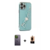 MARSİLYAN™- iPhone 13 Pro Max Kılıf Nova Işık Prime - Şeffaf Maxco Cam Ekran Koruyucu + Neon Fosforlu Kamera Lens - YL