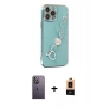 MARSİLYAN™- iPhone 13 Pro Max Kılıf Nova Işık Prime - Şeffaf Maxco Cam Ekran Koruyucu + Neon Fosforlu Kamera Lens - BZ