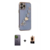 MARSİLYAN™- iPhone 13 Pro Max Kılıf Nova Işık Prime - Şeffaf Maxco Cam Ekran Koruyucu + Neon Fosforlu Kamera Lens - YL