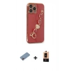 MARSİLYAN™- iPhone 13 Pro Max Kılıf Nova Işık Prime - Şeffaf Maxco Cam Ekran Koruyucu + Pembe Shine Kamera Lens Koruma Cam