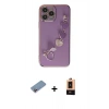 MARSİLYAN™- iPhone 13 Pro Max Kılıf Nova Işık Prime - Şeffaf Maxco Cam Ekran Koruyucu + Pembe Shine Kamera Lens Koruma Cam