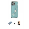 MARSİLYAN™- iPhone 13 Pro Max Kılıf Nova Işık Prime - Şeffaf Maxco Cam Ekran Koruyucu + Pembe Shine Kamera Lens Koruma Cam