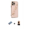 MARSİLYAN™- iPhone 13 Pro Max Kılıf Nova Işık Prime - Şeffaf Maxco Cam Ekran Koruyucu + Pembe Shine Kamera Lens Koruma Cam