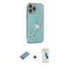 MARSİLYAN™- iPhone 13 Pro Max Kılıf Nova Işık Prime - Şeffaf Pasifik Cam Ekran Koruyucu + Gökkuşağı Shine Kamera Lens Koruma Cam