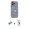 MARSİLYAN™- iPhone 13 Pro Max Kılıf Nova Işık Prime - Şeffaf Pasifik Cam Ekran Koruyucu + Gökkuşağı Shine Kamera Lens Koruma Cam