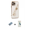 MARSİLYAN™- iPhone 13 Pro Max Kılıf Nova Işık Prime - Şeffaf Pasifik Cam Ekran Koruyucu + Gökkuşağı Shine Kamera Lens Koruma Cam