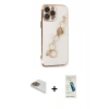 MARSİLYAN™- iPhone 13 Pro Max Kılıf Nova Işık Prime - Şeffaf Pasifik Cam Ekran Koruyucu + Pers Alüminyum Kamera Lens - GD