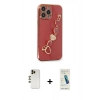 MARSİLYAN™- iPhone 13 Pro Max Kılıf Nova Işık Prime - Şeffaf Pasifik Cam Ekran Koruyucu + Gold Shine Kamera Lens