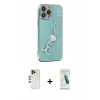 MARSİLYAN™- iPhone 13 Pro Max Kılıf Nova Işık Prime - Şeffaf Pasifik Cam Ekran Koruyucu + Gold Shine Kamera Lens