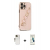 MARSİLYAN™- iPhone 13 Pro Max Kılıf Nova Işık Prime - Şeffaf Pasifik Cam Ekran Koruyucu + Gold Shine Kamera Lens