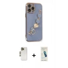 MARSİLYAN™- iPhone 13 Pro Max Kılıf Nova Işık Prime - Şeffaf Pasifik Cam Ekran Koruyucu + Gold Shine Kamera Lens