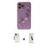 MARSİLYAN™- iPhone 13 Pro Max Kılıf Nova Işık Prime - Şeffaf Pasifik Cam Ekran Koruyucu + Gold Shine Kamera Lens