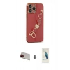 MARSİLYAN™- iPhone 13 Pro Max Kılıf Nova Işık Prime - Şeffaf Pasifik Cam Ekran Koruyucu + Kırmızı Rainbow Kamera Lens Koruma Cam
