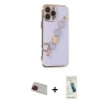 MARSİLYAN™- iPhone 13 Pro Max Kılıf Nova Işık Prime - Şeffaf Pasifik Cam Ekran Koruyucu + Kırmızı Rainbow Kamera Lens Koruma Cam
