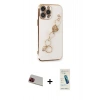 MARSİLYAN™- iPhone 13 Pro Max Kılıf Nova Işık Prime - Şeffaf Pasifik Cam Ekran Koruyucu + Kırmızı Rainbow Kamera Lens Koruma Cam