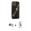MARSİLYAN™- iPhone 13 Pro Max Kılıf Nova Işık Prime - Şeffaf Pasifik Cam Ekran Koruyucu + Kırmızı Rainbow Kamera Lens Koruma Cam