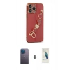 MARSİLYAN™- iPhone 13 Pro Max Kılıf Nova Işık Prime - Şeffaf Pasifik Cam Ekran Koruyucu + Mavi Neon Fosforlu Kamera Lens