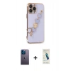 MARSİLYAN™- iPhone 13 Pro Max Kılıf Nova Işık Prime - Şeffaf Pasifik Cam Ekran Koruyucu + Mavi Neon Fosforlu Kamera Lens