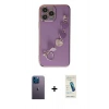 MARSİLYAN™- iPhone 13 Pro Max Kılıf Nova Işık Prime - Şeffaf Pasifik Cam Ekran Koruyucu + Mavi Neon Fosforlu Kamera Lens