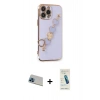 MARSİLYAN™- iPhone 13 Pro Max Kılıf Nova Işık Prime - Şeffaf Pasifik Cam Ekran Koruyucu + Mavi Rainbow Kamera Lens Koruma Cam