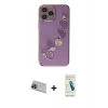 MARSİLYAN™- iPhone 13 Pro Max Kılıf Nova Işık Prime - Şeffaf Pasifik Cam Ekran Koruyucu + Mavi Rainbow Kamera Lens Koruma Cam