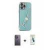 MARSİLYAN™- iPhone 13 Pro Max Kılıf Nova Işık Prime - Şeffaf Pasifik Cam Ekran Koruyucu + Neon Fosforlu Kamera Lens - BZ
