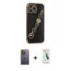 MARSİLYAN™- iPhone 13 Pro Max Kılıf Nova Işık Prime - Şeffaf Pasifik Cam Ekran Koruyucu + Neon Fosforlu Kamera Lens - YL