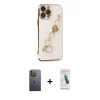 MARSİLYAN™- iPhone 13 Pro Max Kılıf Nova Işık Prime - Şeffaf Pasifik Cam Ekran Koruyucu + Neon Fosforlu Kamera Lens - YL