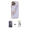 MARSİLYAN™- iPhone 13 Pro Max Kılıf Nova Işık Prime - Şeffaf Pasifik Cam Ekran Koruyucu + Neon Fosforlu Kamera Lens - BZ