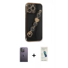 MARSİLYAN™- iPhone 13 Pro Max Kılıf Nova Işık Prime - Şeffaf Pasifik Cam Ekran Koruyucu + Neon Fosforlu Kamera Lens - BZ