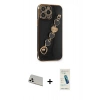 MARSİLYAN™- iPhone 13 Pro Max Kılıf Nova Işık Prime - Şeffaf Pasifik Cam Ekran Koruyucu + Rainbow Kamera Lens Koruma Cam - BZ