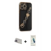 MARSİLYAN™- iPhone 13 Pro Max Kılıf Nova Işık Prime - Şeffaf Pasifik Cam Ekran Koruyucu + Rainbow Kamera Lens Koruma Cam - MR