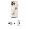 MARSİLYAN™- iPhone 13 Pro Max Kılıf Nova Işık Prime - Şeffaf Pasifik Cam Ekran Koruyucu + Rainbow Kamera Lens Koruma Cam - MI