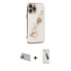 MARSİLYAN™- iPhone 13 Pro Max Kılıf Nova Işık Prime - Şeffaf Pasifik Cam Ekran Koruyucu + Rainbow Kamera Lens Koruma Cam - BZ