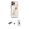MARSİLYAN™- iPhone 13 Pro Max Kılıf Nova Işık Prime - Şeffaf Pasifik Cam Ekran Koruyucu + Renkli Kamera Lens Koruma Cam - MI