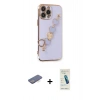 MARSİLYAN™- iPhone 13 Pro Max Kılıf Nova Işık Prime - Şeffaf Pasifik Cam Ekran Koruyucu + Renkli Kamera Lens Koruma Cam - MI