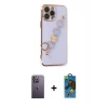 MARSİLYAN™- iPhone 13 Pro Max Kılıf Nova Işık Prime - Siyah 18D Cam Ekran Koruyucu + Neon Fosforlu Kamera Lens - BZ