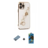 MARSİLYAN™- iPhone 13 Pro Max Kılıf Nova Işık Prime - Siyah 18D Cam Ekran Koruyucu + Shine Kamera Lens Koruma Cam - GI