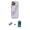 MARSİLYAN™- iPhone 13 Pro Max Kılıf Nova Işık Prime - Siyah 18D Cam Ekran Koruyucu + Shine Kamera Lens Koruma Cam - GI